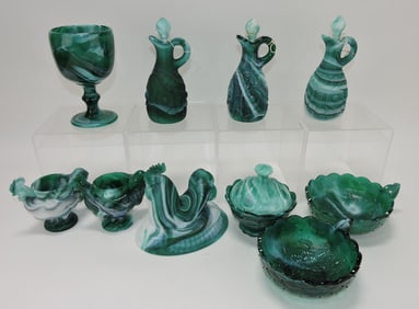 Imperial jade (green) slag glass lot of