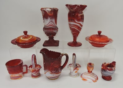 Imperial ruby slag glass lot of