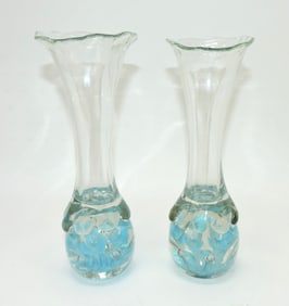 St. Clair pair of blue paperweight vases,