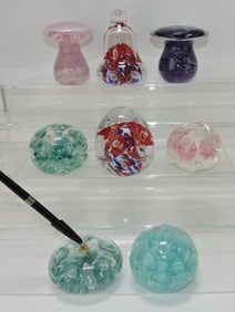 Joe Rice lot of 8 paperweights,