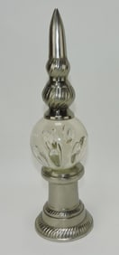 Clear glass spire paperweight, 15"