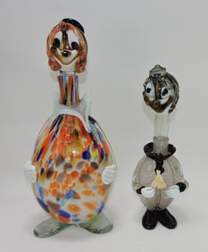 Murano lot of 2 clown decanters,