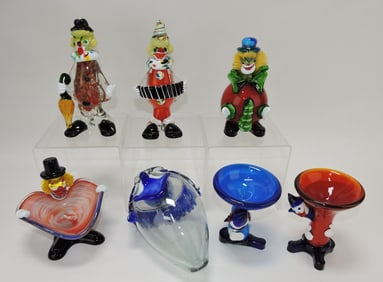 Murano lot of 7 clown figures