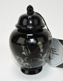 Fenton silver poppies on ebony