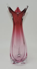 Steuben (attributed) cranberry/ clear