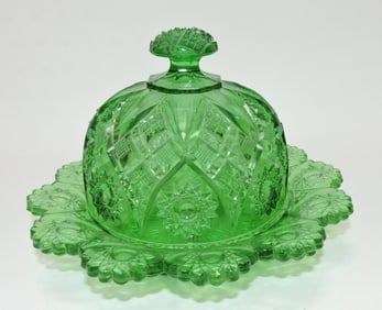 EAPG green butter dish