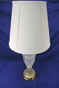 Crystal table lamp with shade, 31"
