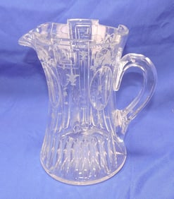 ABCG Hawkes cut glass pitcher, 9"