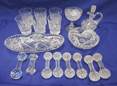 Cut glass lot of 18 pcs - tumblers,