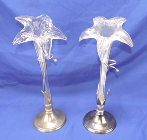 Pair of single horn epergne in mounted