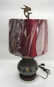 Champleve table lamp, 27"