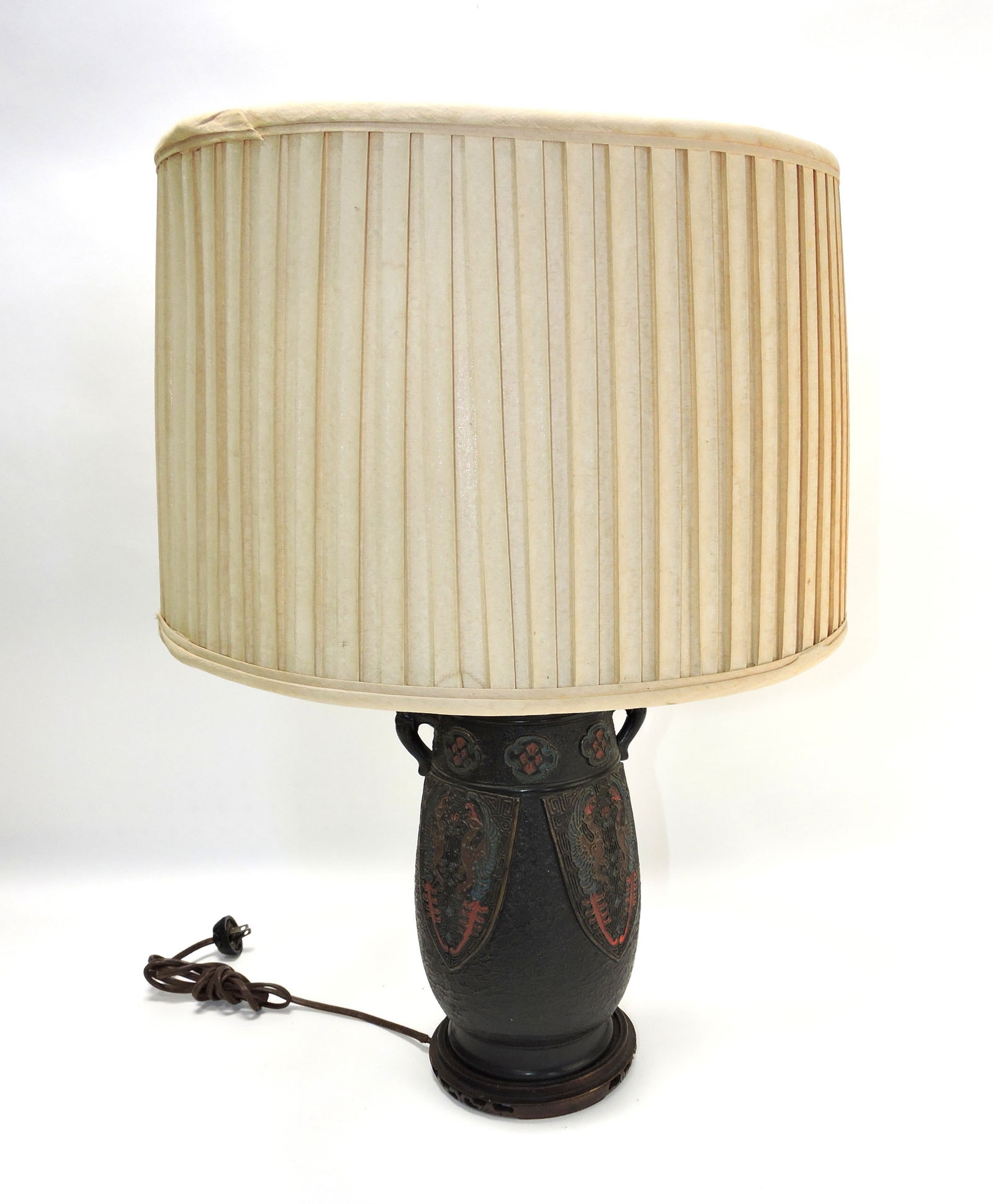 Champleve style ceramic table lamp,: 23 1/2"