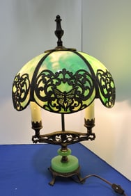 Stained glass panel glass lamp with