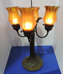 Bronze 4 lite table lamp with set of