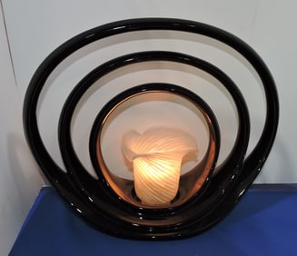 Royal Haeger MCM black circular lamp,