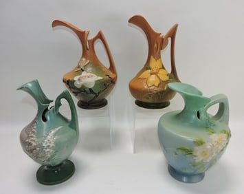 Roseville lot of 4 ewers: Clematis 17-10",