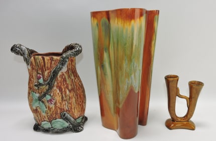 Pottery lot of 3 pcs, Weller Warwick 10"