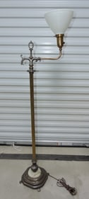 Floor lamp with onyx insert on base,
