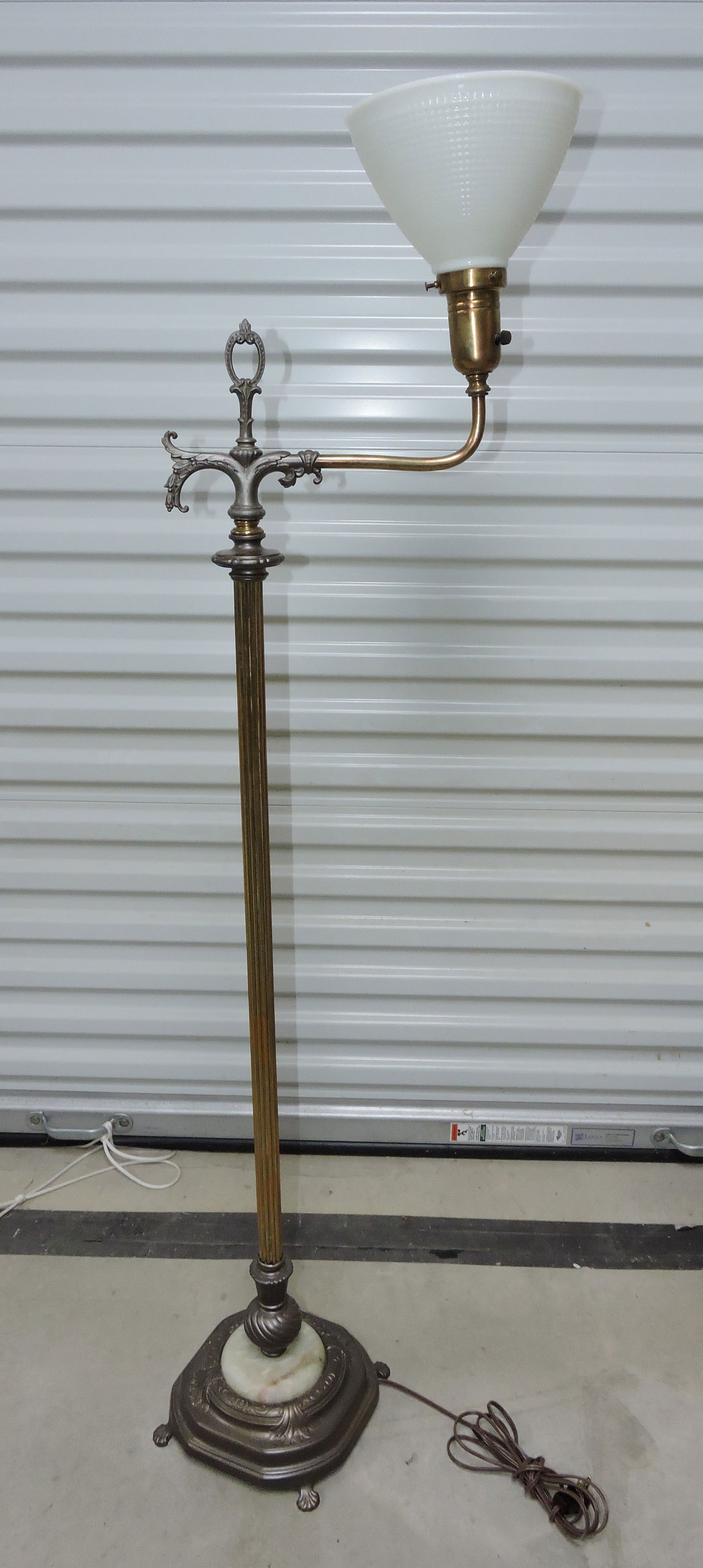 Floor lamp with onyx insert on base,: 56"
