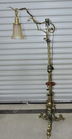 Vintage Art Deco bridge lamp with wrought