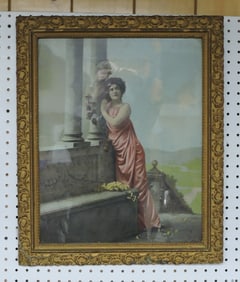 Vintage framed print of lady,