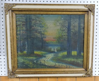 Landscape painting on glass attributed
