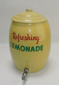 Stoneware lemonade cooler with lid,