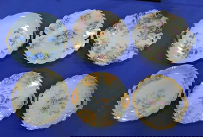 Lot of 6 hand painted cake plates,