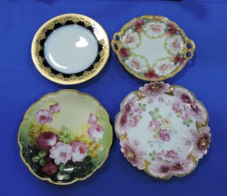 Lot of 4 hand painted plates/chargers,