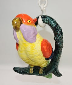 Porcelain hanging parrot jardiniere,