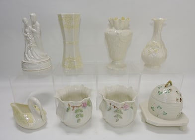 Belleek lot of 8 pieces, 4 1/2" to 8"