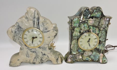 Lot of 2 electric clocks - marble and
