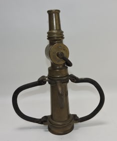 Grether brass fire hose nozzle, 15"