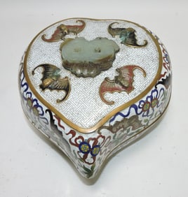 Cloisonne covered box with soapstone,