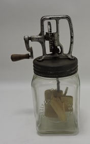 Dazey #20 glass butter churn, 12 1/2"