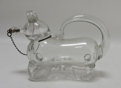 'Snapshund' clear glass dog decanter