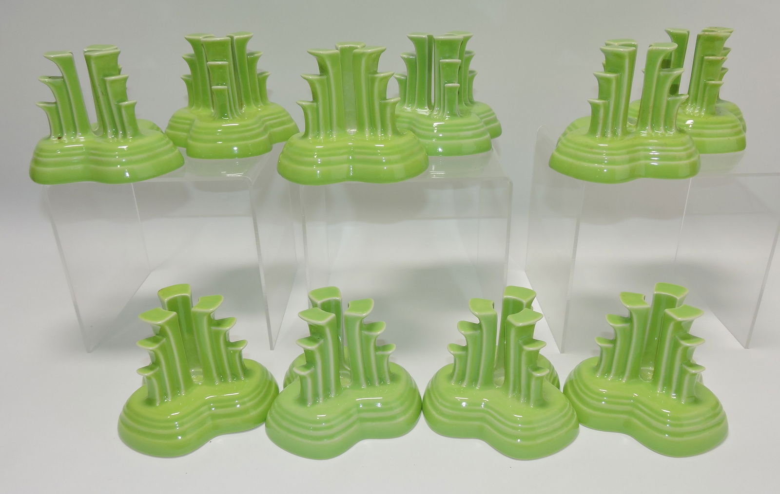 Fiesta Post 86 pyramid pair of candle sticks, (1 of 1)