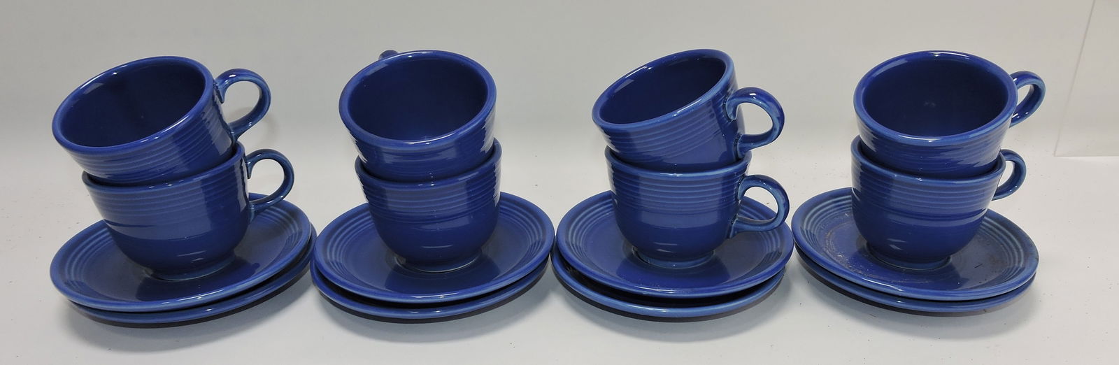 Fiesta Post 86 lot of 8 cups & saucers,: sapphire
