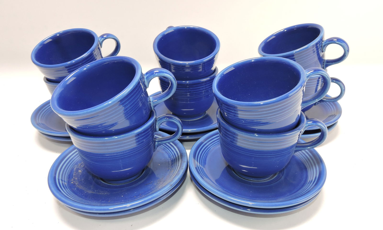 Fiesta Post 86 lot of 10 cups & saucers,: sapphire