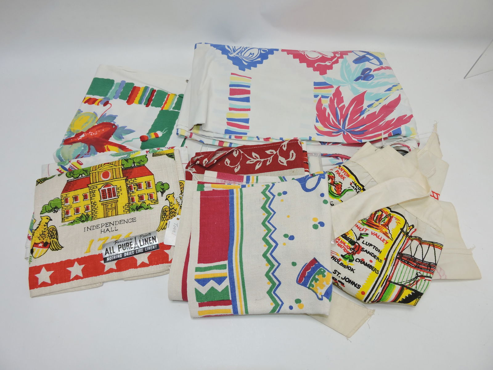 Vintage lot of tablecloths, apron, (1 of 1)