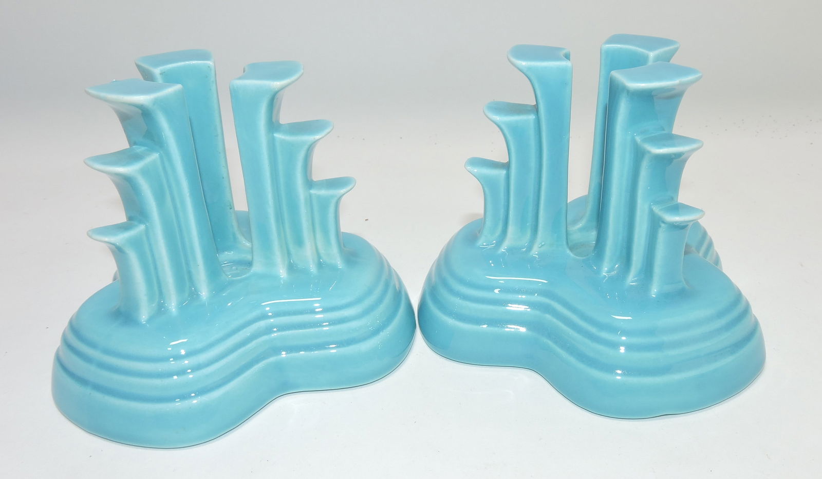 Fiesta pair of tripod candle holders, (1 of 1)