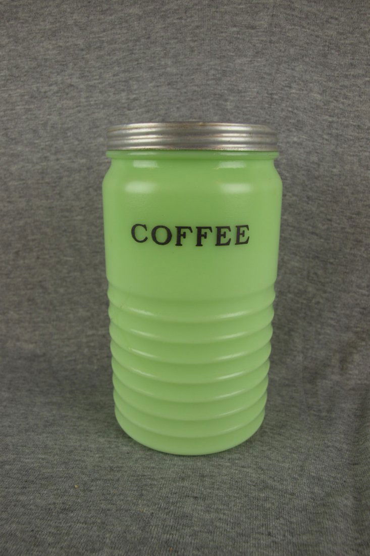 McKee jadeite coffee canister, 7 3/4" : McKee jadeite coffee canister, 7 3/4"