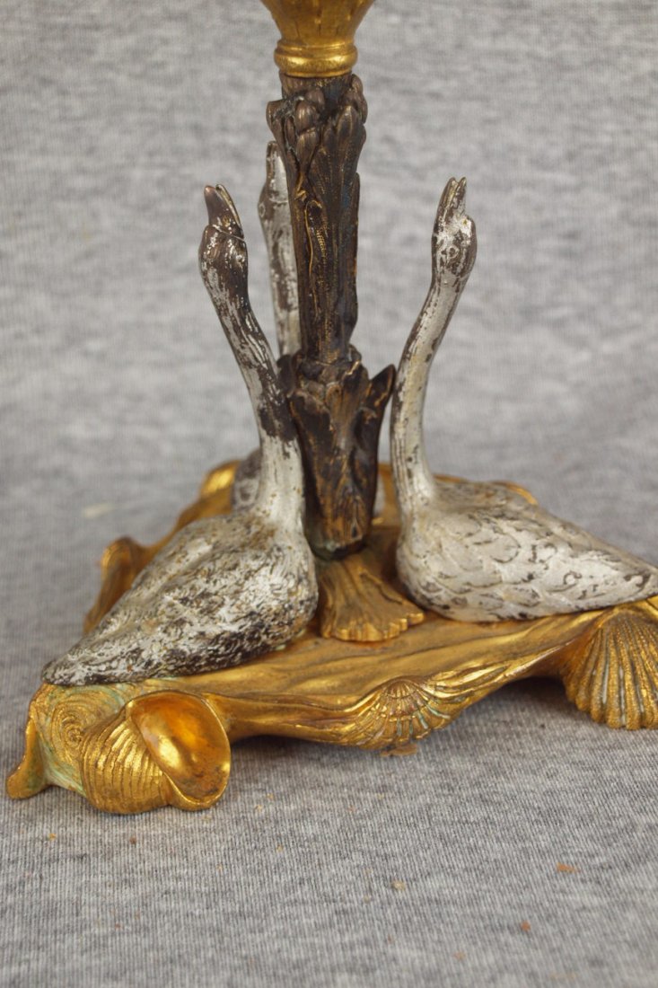 Art glass opaline shell compote with gold rim suppo - 2