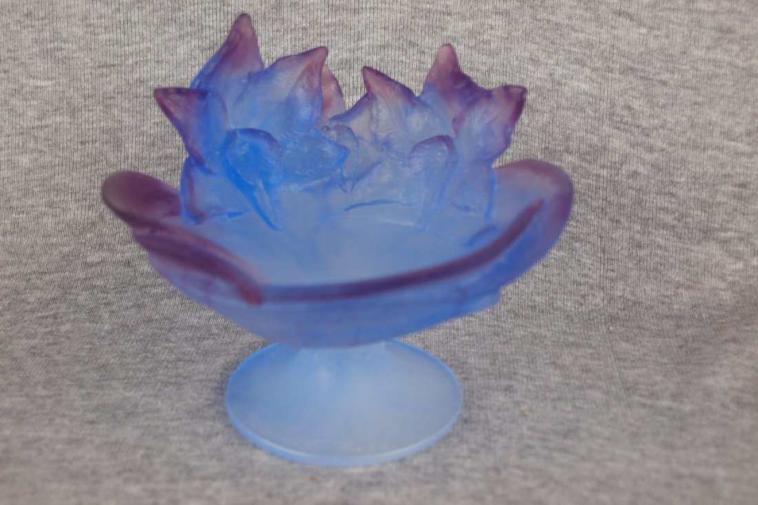 Daum France contemporary art glass bowl with floral 
