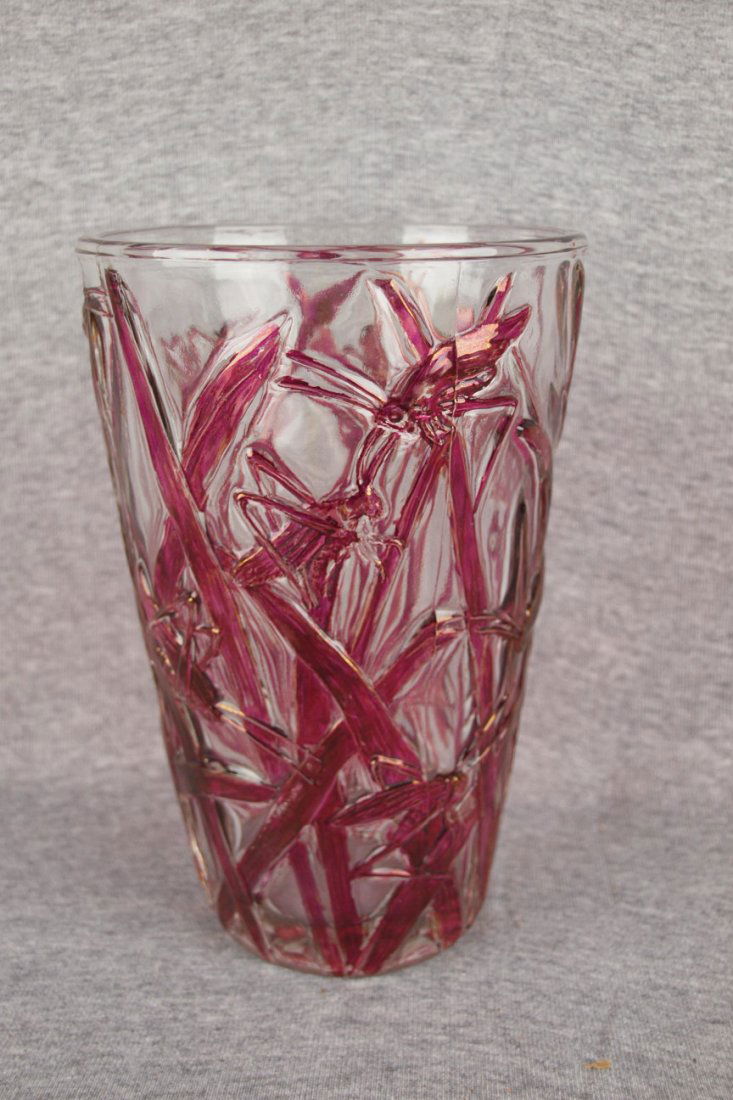 Phoenix art glass vase with grasshoppers, 8 1/2" : Phoenix art glass vase with grasshoppers, 8 1/2"