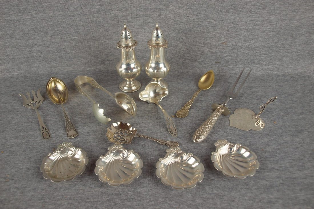 Lot of 13 sterling silver flatware serving pieces, 1