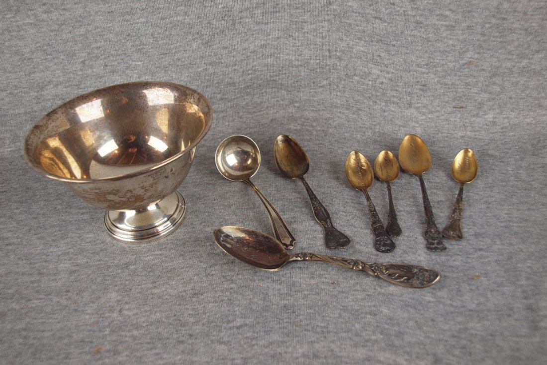 Sterling silver lot of 8 pieces - small compote, 3 