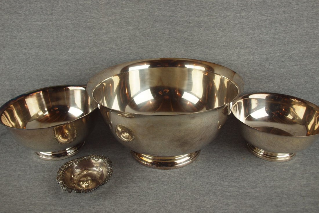 Gorham large silver plate punch bowl 14" , two Gorha