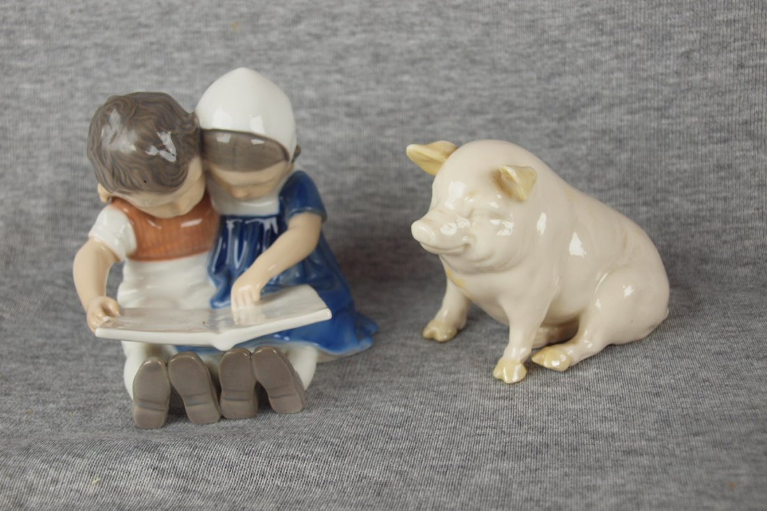 Bing & Grondahl figure of boy and girl reading book a