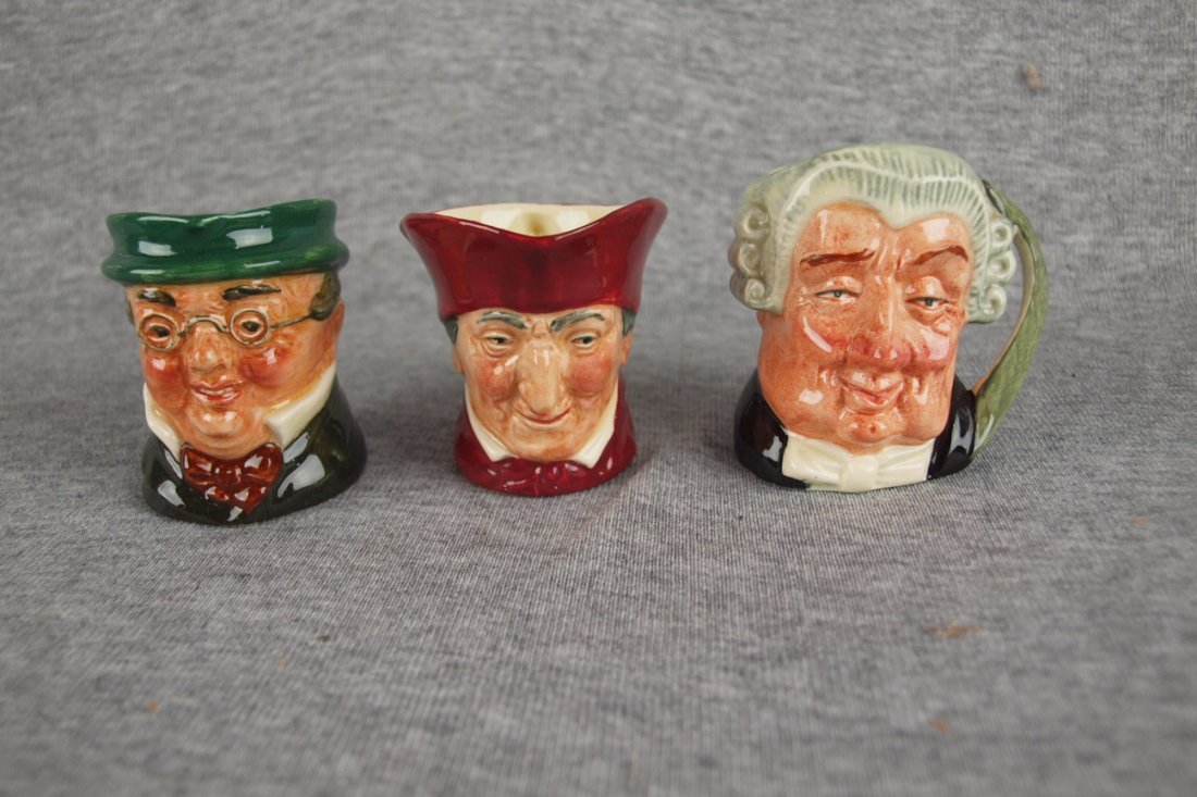 Royal Doulton lot of 3 small toby jugs, 2 1/2" 